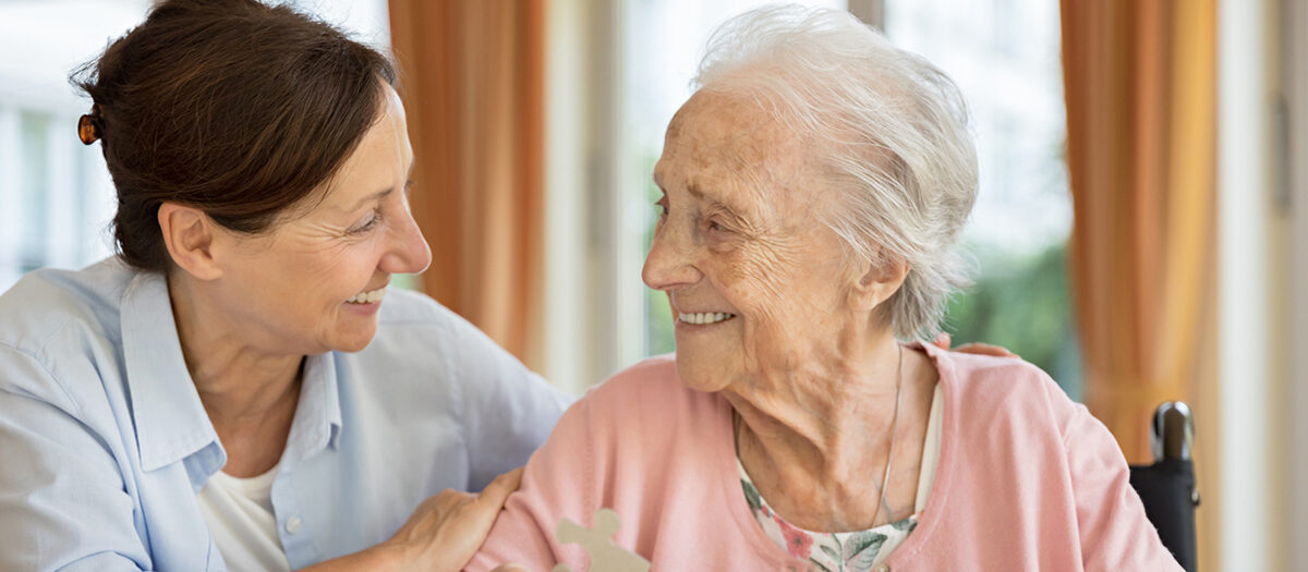 Memory care resident with resident care assistant